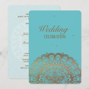 Türkis Golden Indian - Einladung zur Hochzeit