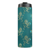 Türkis-goldenes heraldisches Löwen- und Aquamarin-