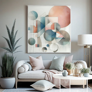 Türkis Grau Blau Beige Rostrot Abstrakte Kunst Mus Leinwanddruck