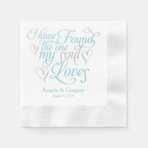 Türkis Grau meine Soul Lieben Herz Hochzeit Serviette