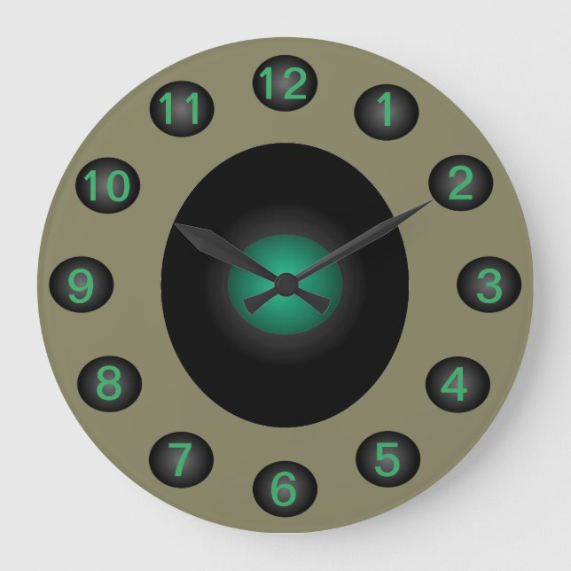 Türkis Grau Moderner Zuhause-Designer Zeitgenössis Große Wanduhr (Vorderseite)