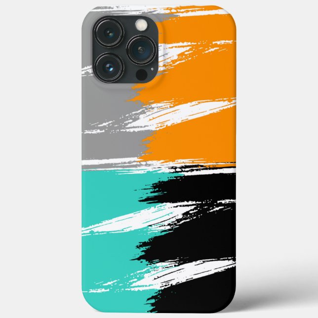 Türkis Grau Schwarz Orange Brush Stroke Paint Case-Mate iPhone Hülle (Rückseite)