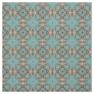 Türkis Green Brown Bali Batik Style Muster Stoff