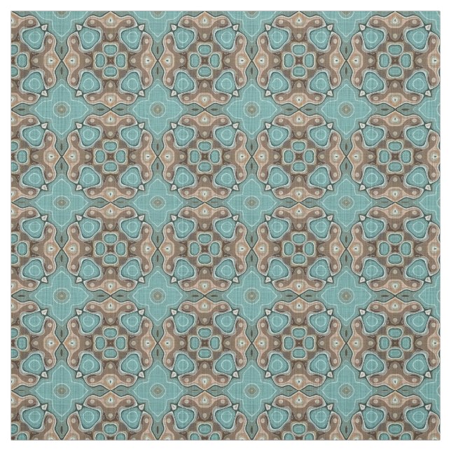 Türkis Green Brown Bali Batik Style Muster Stoff (Muster)