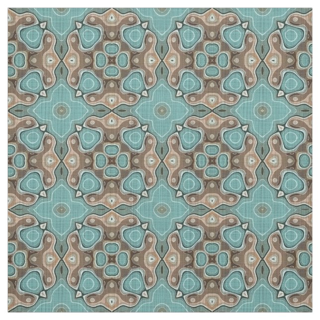 Türkis Green Brown Bali Batik Style Muster Stoff (Muster)