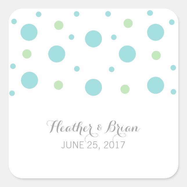 Türkis Green Confetti Wedding Stickers (Vorderseite)