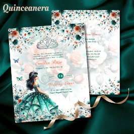 Türkis Green Quinceanera Dress Floral Butterfly