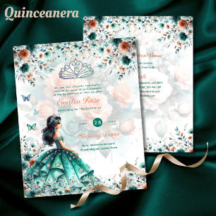 Türkis Green Quinceanera Dress Floral Butterfly