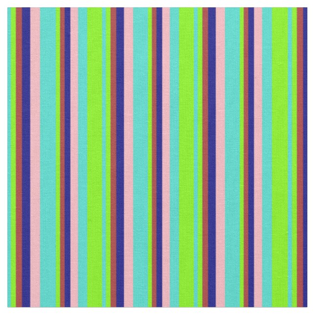 Türkis, Grün, Braun, Blau und Hellrosa Stoff (Nahaufnahme)