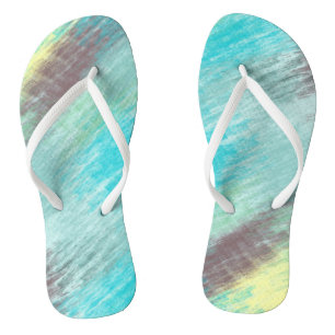 Türkis, Grün und Mauve Marmor Abstrakt Flip Flops