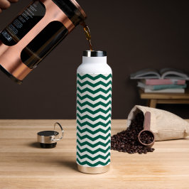 Türkis-grünes Chevron-Zickzack-Streifenmuster Trinkflasche