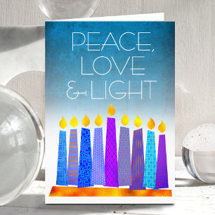 Türkis Hanukkah Boho Candles Peace Liebe Light Feiertagskarte