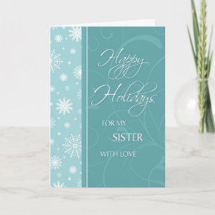 Türkis Happy Holidays Schwester Weihnachtskarte Feiertagskarte