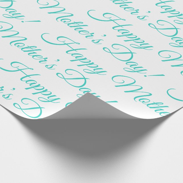 Türkis Happy Mother's Day Script Holiday Geschenkpapier (Ecke)