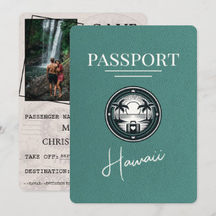 Türkis hawaiianischer Reisepass Save The Date