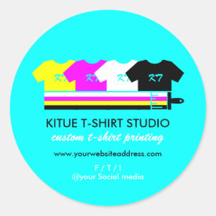 Türkis Helle Farbig Shirts Malpinsel Runder Aufkleber