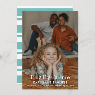 Türkis Herz Endlich Zuhause Adoption Ankündigung