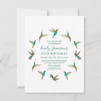Türkis Hummingbirds Geburtstagsempfang Mitteilungskarte