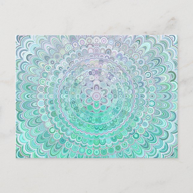 Türkis Ice Blume Mandala Postkarte (Vorderseite)
