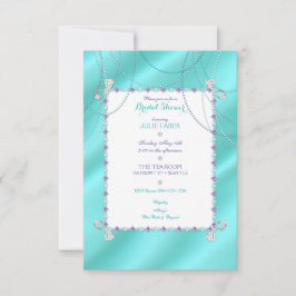 Türkis Jewels die Diamant-Perlen, die auf Satin Einladung