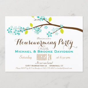 Türkis, Kalkgrün, Braun Party Einladung