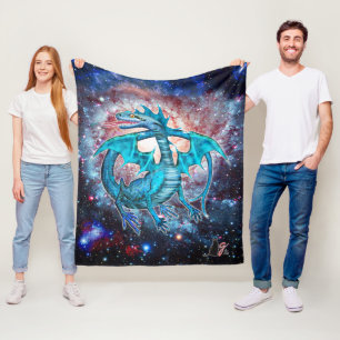 Türkis-kosmischer Drache Fleecedecke