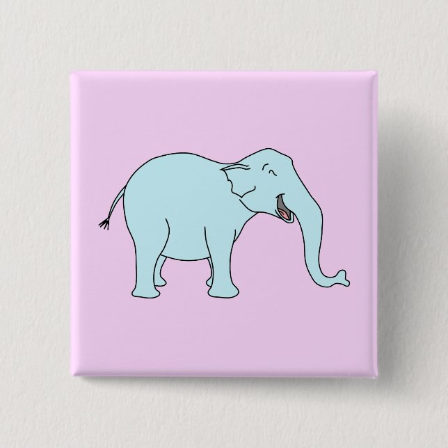 Türkis-lachender Elefant Button (Vorderseite)