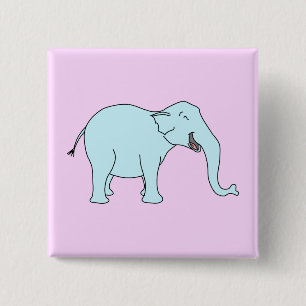 Türkis-lachender Elefant Button