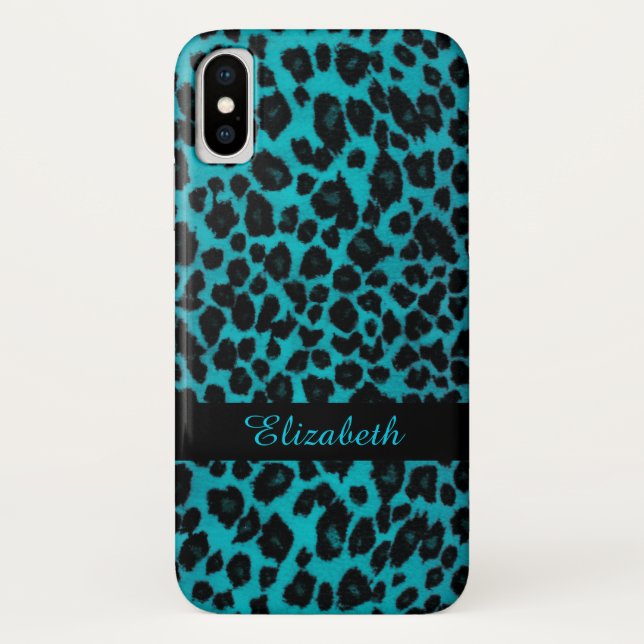 Türkis-Leopard-Tierdruck-Kasten Case-Mate iPhone Hülle (Rückseite)