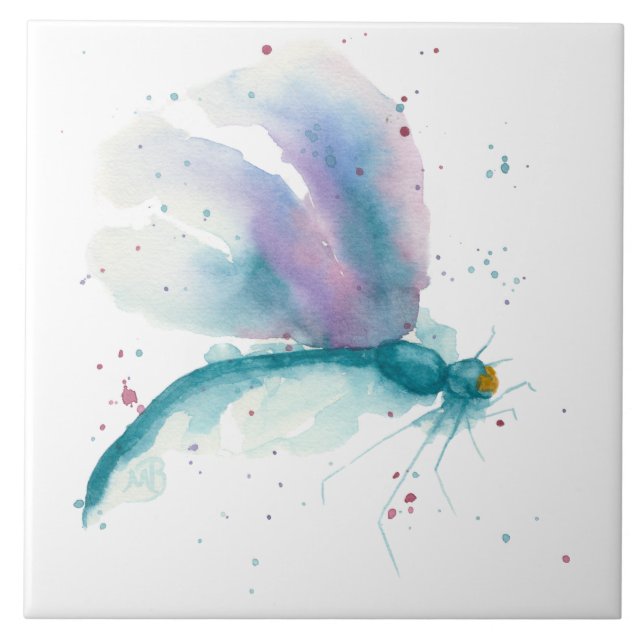 Türkis-Libelle Fliese (Vorderseite)