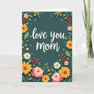 Türkis Lieb dich Mama Blumengrußkarte Karte