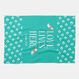 Türkis | LIEBE LEBT HIER | Stilvoll anpassbar Geschirrtuch