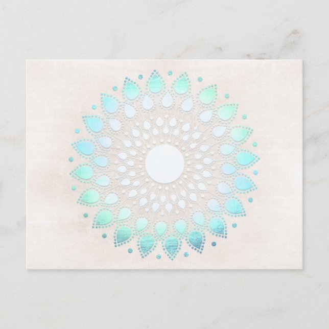 Türkis Lotus Floral Mandala Postcard Postkarte (Vorderseite)