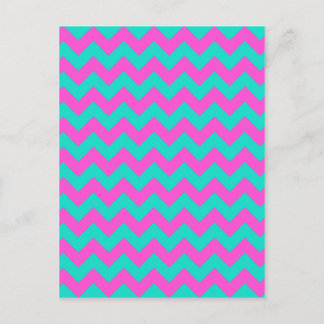 Türkis Magenta Zickzack Postkarte