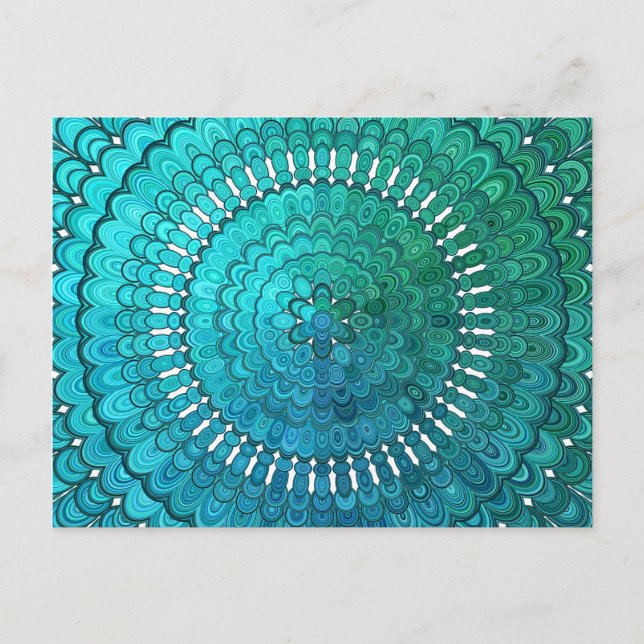 Türkis Mandala Postkarte (Vorderseite)