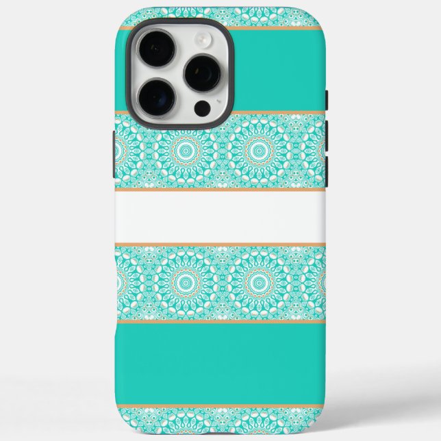 Türkis Mandala Stripe Pattern Case-Mate iPhone Hülle (Rückseite)