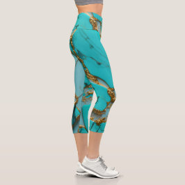 Türkis Marmor mit goldenen Adern Capri Leggings