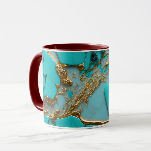 Türkis Marmor mit goldenen Adern Tasse (Vorderseite Links)