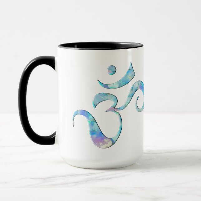 Türkis marmoriertes Om Tasse (Links)