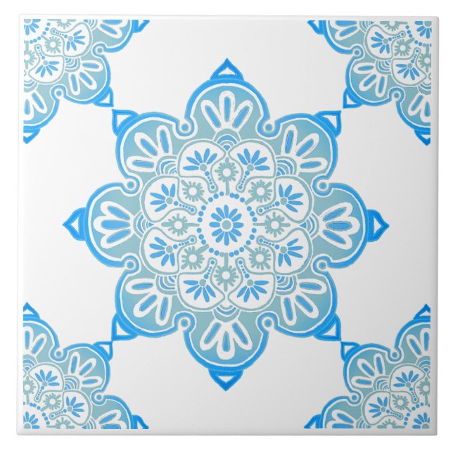 Türkis Medallion Keramik Tile Fliese (Vorderseite)