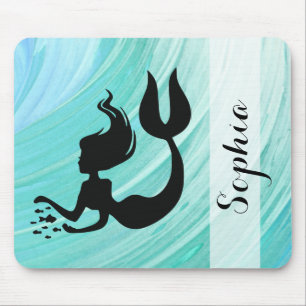 Türkis-Meerjungfrau-Silhouette-Mausunterlage Mousepad