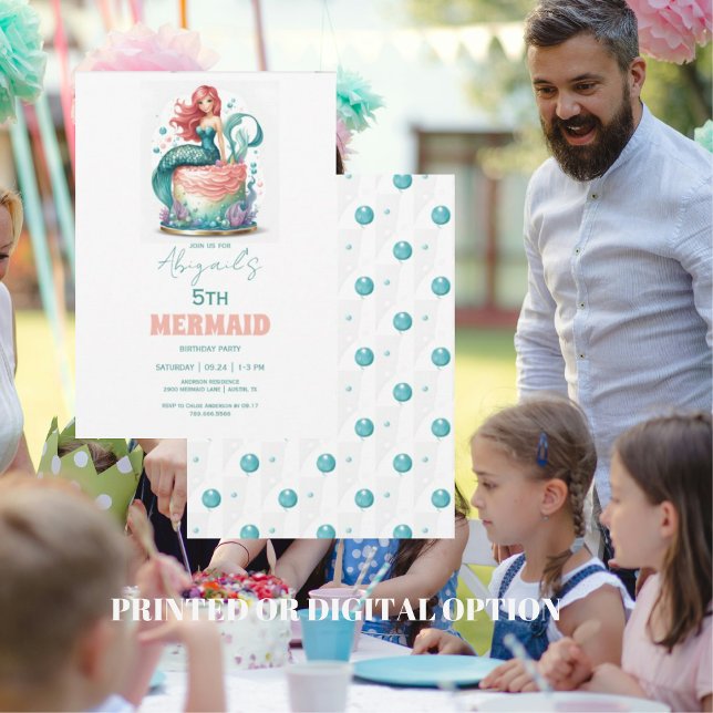 Türkis Mermaid Birthday Party Einladung (Von Creator hochgeladen)