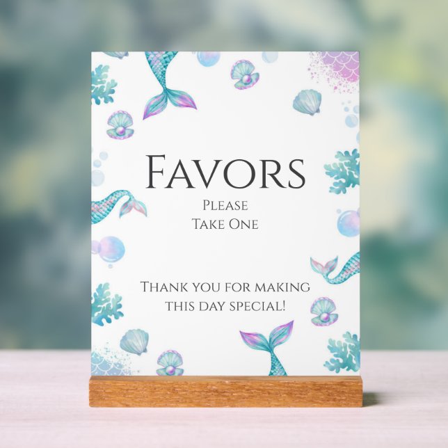 Türkis Mermaid Geburtstagsparty Favoriten Acrylschild (Neutral)