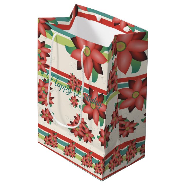 Türkis mit Rot aus Stall Mittlere Geschenktüte (Vorderseite Schrägansicht)