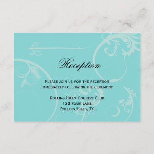 Türkis mit schwarzem Wirbel Hochzeitsempfang Begleitkarte