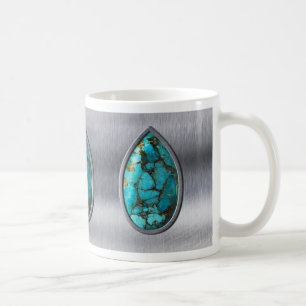 Türkis mit Silberverkleidung Tasse
