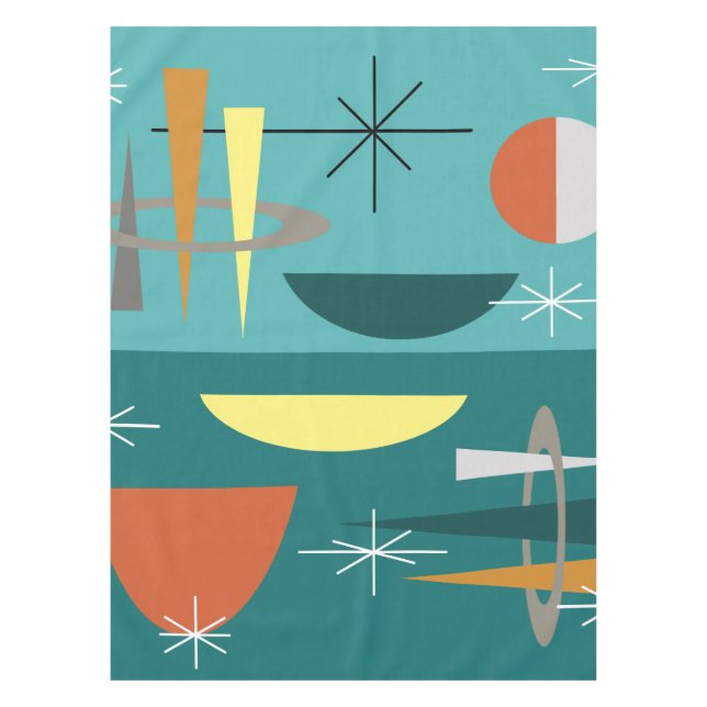 Türkis Mitte Jahrhundert Moderne Tischdecke (Vorderseite)