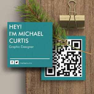 Türkis Moderner Grafikdesigner QR-Code Quadratische Visitenkarte