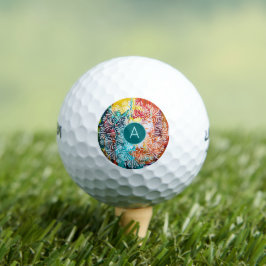 Türkis Monogram Initial Mandala Abstrakt Art Golfball
