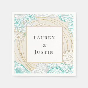 Türkis-Monogram Paper Napoleon Serviette